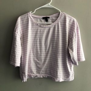 J. Crew Lavender Striped Boxy Tee